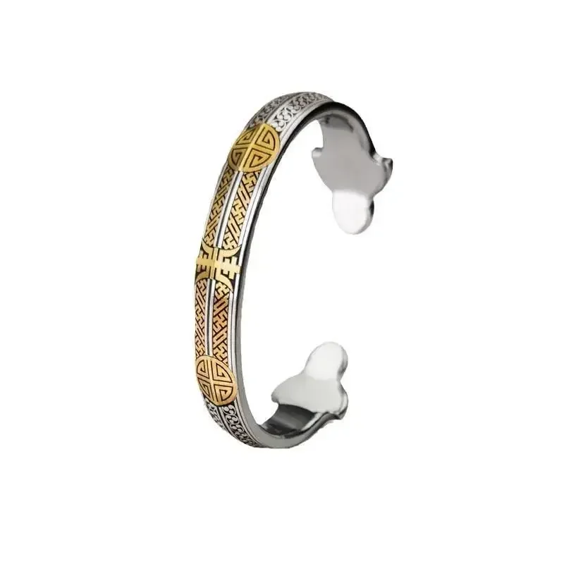 National Intangible Cultural Heritage Ancient Iron Jian Gold Craft Longevity Pattern Three Realms Diamond Meteorite Bracelet