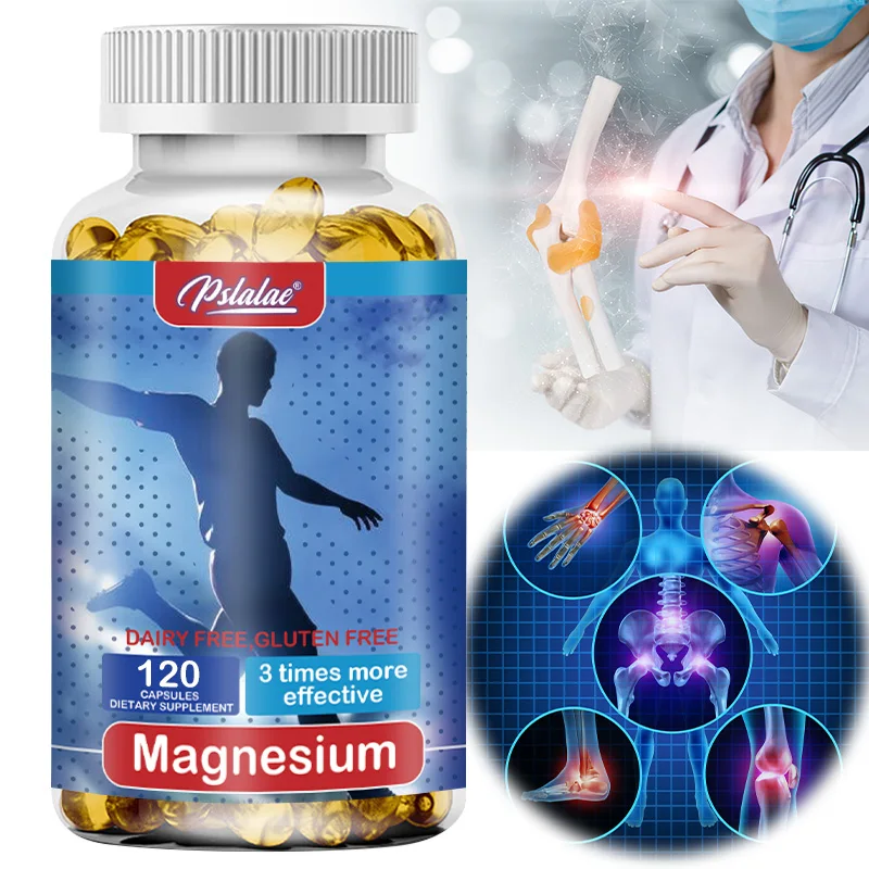 

Magnesium Capsules - Muscle Recovery, Relieves Leg Cramps, Supports Heart, Bone and Nerve Health, Energy Production, Non-GMO