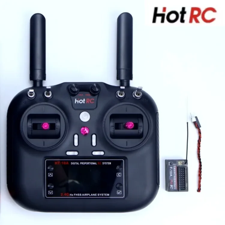 

Hotrc HT-10A 2.4Ghz 10CH Remote Controller F-10A Receiver for RC Aircraft Vehicle Boat Drone - RC Accessories Parts