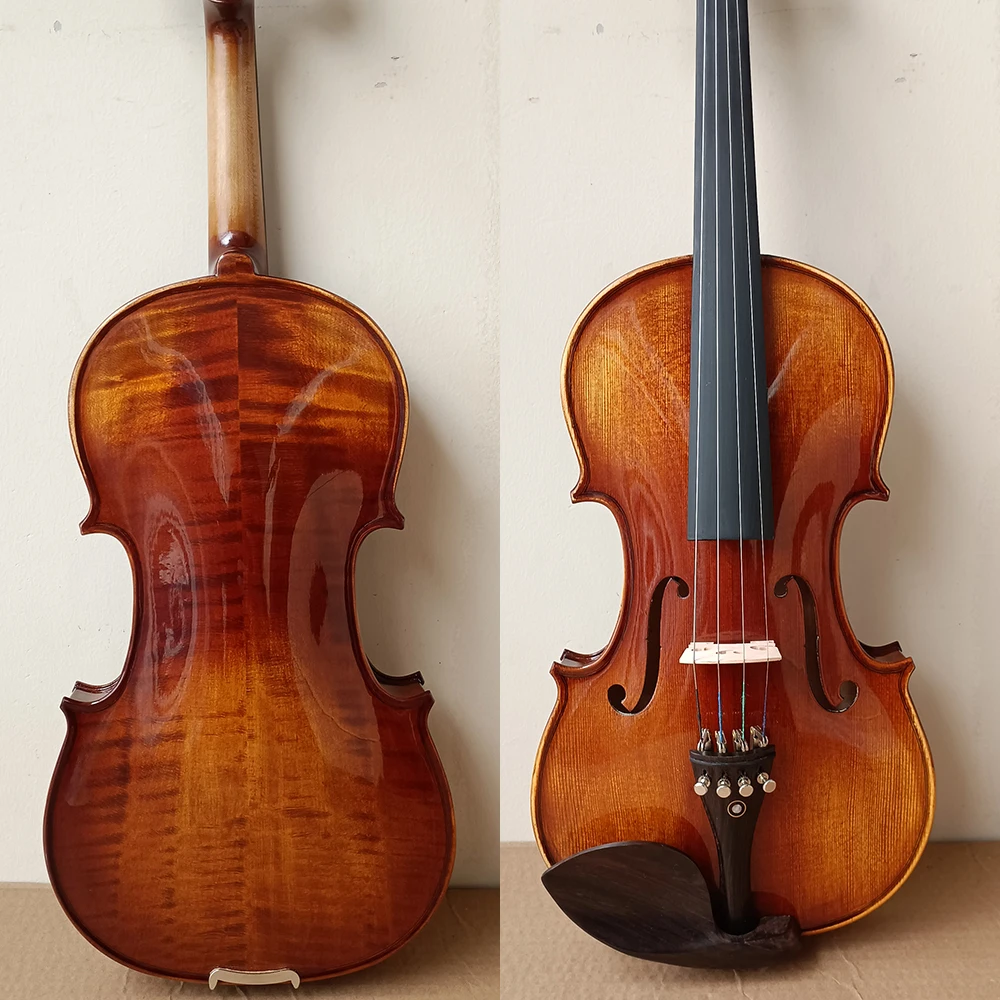 natural striped maple violin set， 4/4 size Stradivari 1716 for beginners to practice in exams ith With square box, bow