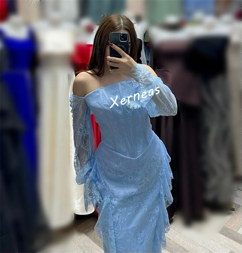 فستان سهرة مخصص كشكش دانتيل ساحر بياقة عالية فساتين طويلة مناسبة مخصصة لحفلات الزفاف الأنيقة #2