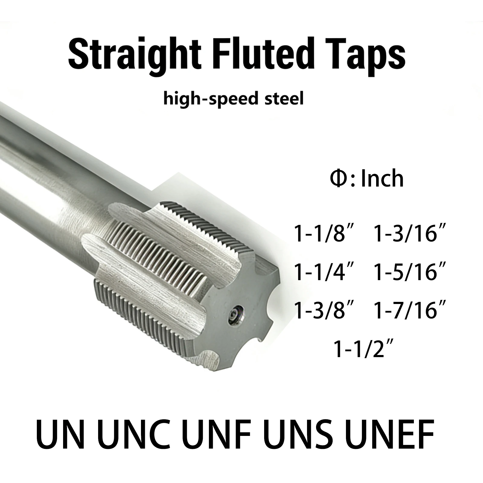 

1 шт. 1-1/8" 1-3/16" 1-1/4" 1-5/16" 1-3/8" 1-7/16" 1-1/2" дюйма SAE HSS прямой резьбовой метчик с правой резьбой
