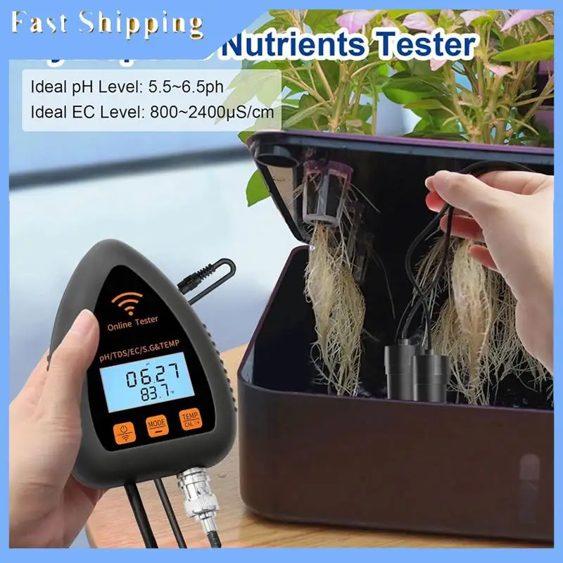 

Wifi PH Monitor EC And TDS Tester 5In1 Hydroponic Nutrients Tester With Data Logging US Plug