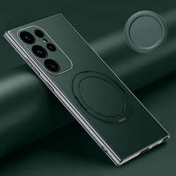 Funda magnética de cuero para Samsung Galaxy S23, S24 Ultra, S23 + Plus, S24 +, anillo de lujo, soporte de protección de lente, cubierta trasera