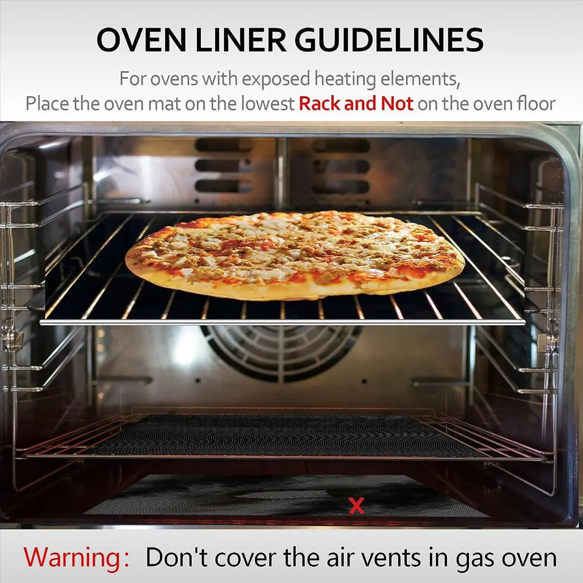 A13M Oven Liners for Bottom of Oven, 5 Pack 16X24 Inch Thick Heavy Duty Non Stick Oven Mats, Reusable Oven Liners Black