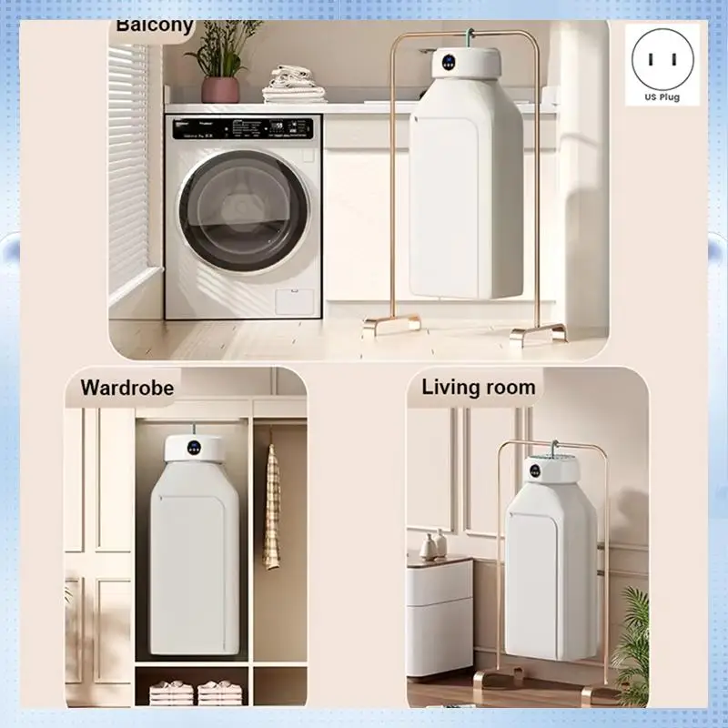 

AD-Clothes Dryer With Heater Fan, Travel Garment Drying Hanger Laundry Air Dehydrator With Timing Function US Plug