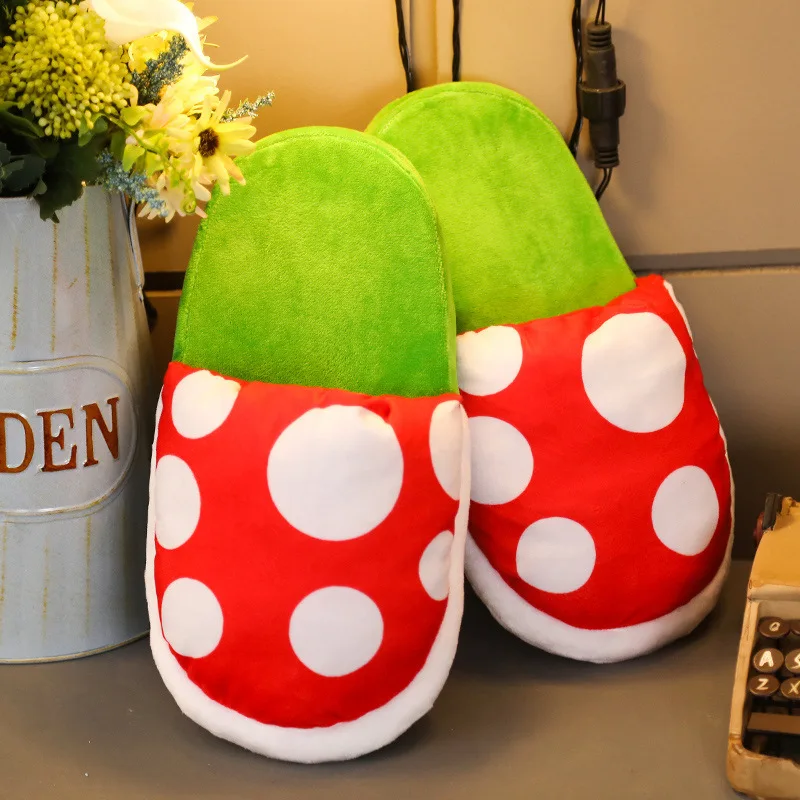 Super Mario Series Anime Peripherals Piranha Plant Cosplay Slippers Home Warm Cartoon Plush Soft Cotton Slippers One Size