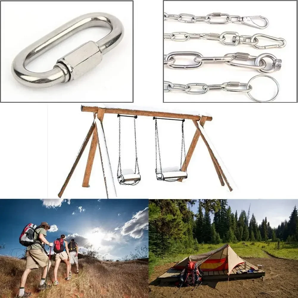 Mousqueton à verrouillage rapide en acier inoxydable 304, clé pour animaux de compagnie de réparation rapide, équipement de voyage en plein air, figurine M5, M6, M8, 10 pièces