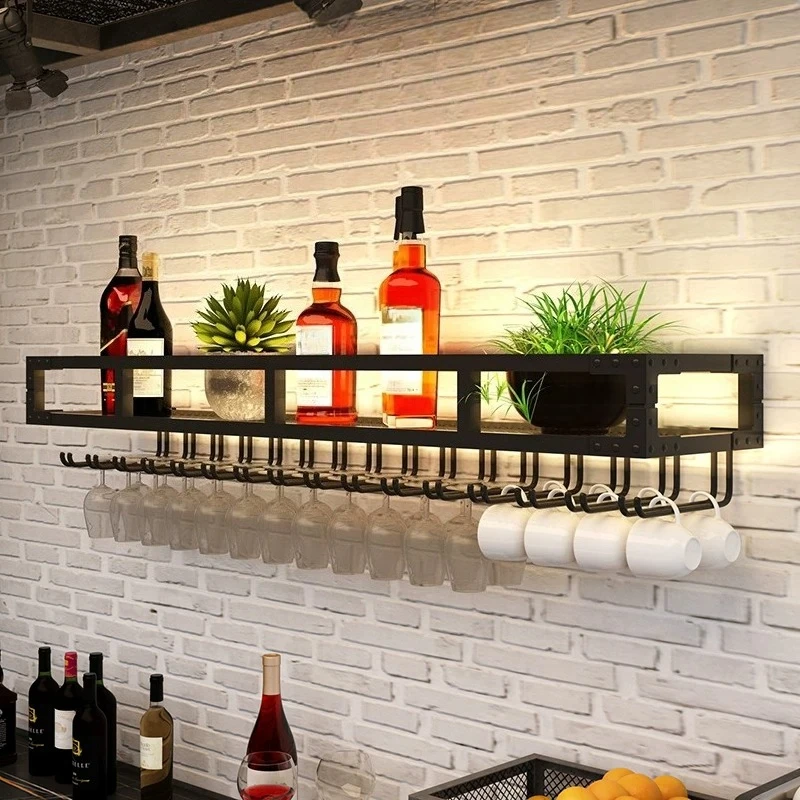 Wall Hanging Wine Glass Rack, Stemware Holder for Bar Counter, Under-Cabinet Storage Display for Restaurants