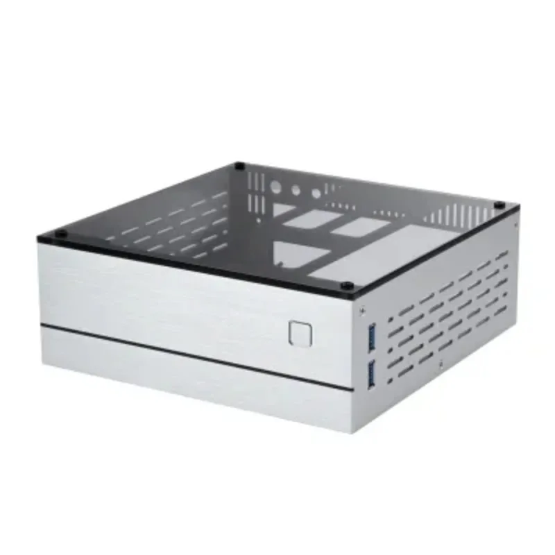 A01 Aluminum Mini-ITX Case - Horizontal HTPC/Industrial Control Compact Chassis, Slim Small Form Factor PC Case for Home/Office view 3