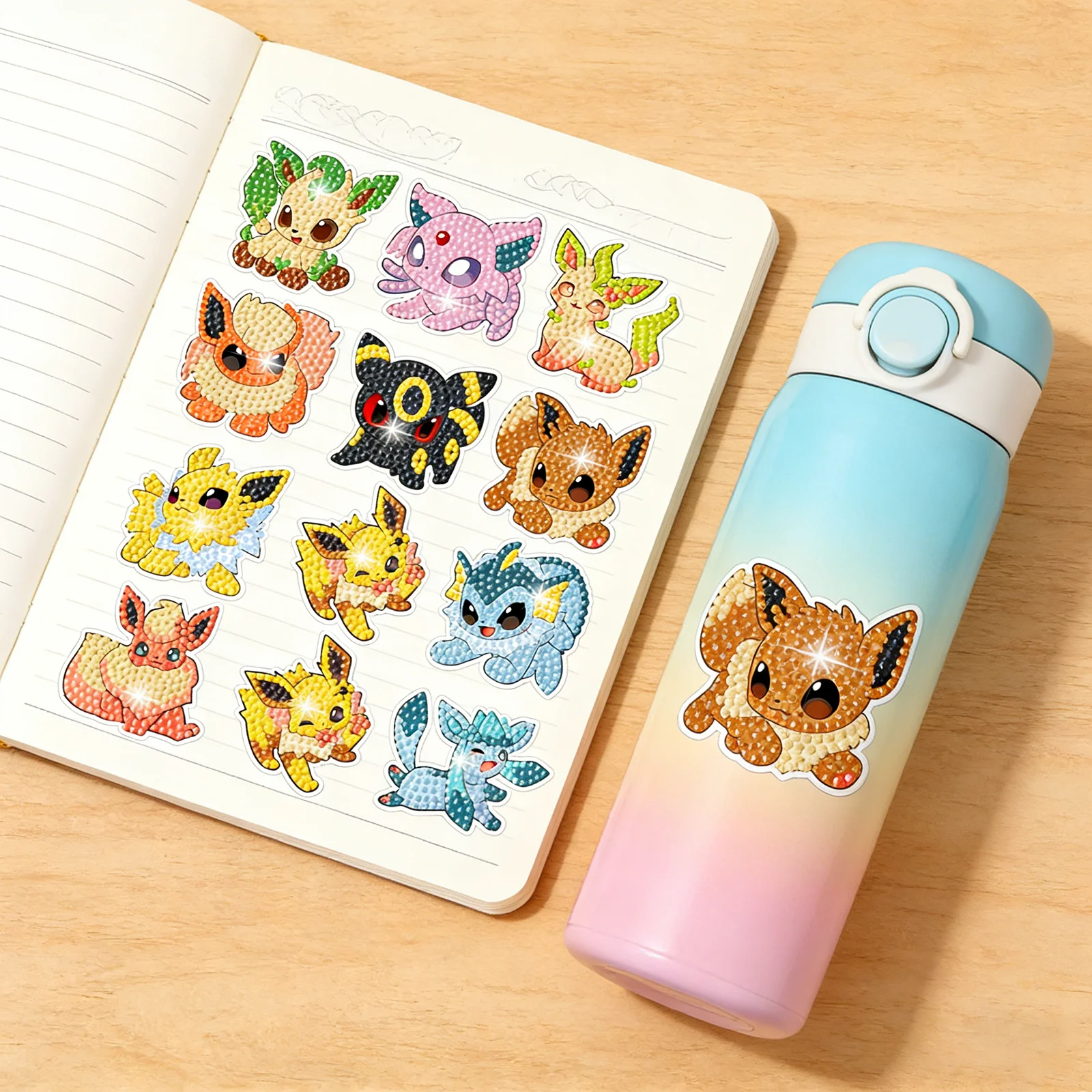 

Diamond Painting DIY Stickers Kit Diamond Art Craft Set for Kids Pokemon Stickers Kids Gifts Decor for Notebooks & Backpacks