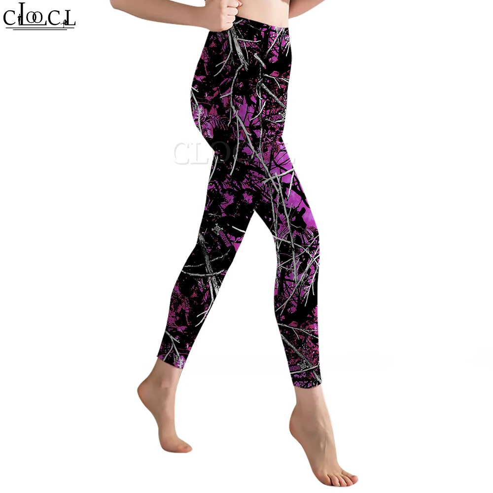 CLOOCL Legging Kebugaran Wanita Celana Panjang Yoga Gym Jogging Push-Up Mode Pinggang Tinggi Legging Gambar Hutan Berburu Psikedelik 3D