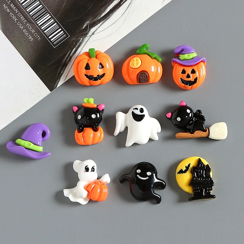 

10pcs Halloween Oil Drip Enamel Cartoon Pumpkin Charms for Jewelry Making Mobile Phone Cases Water Cups Hairpins Accessories