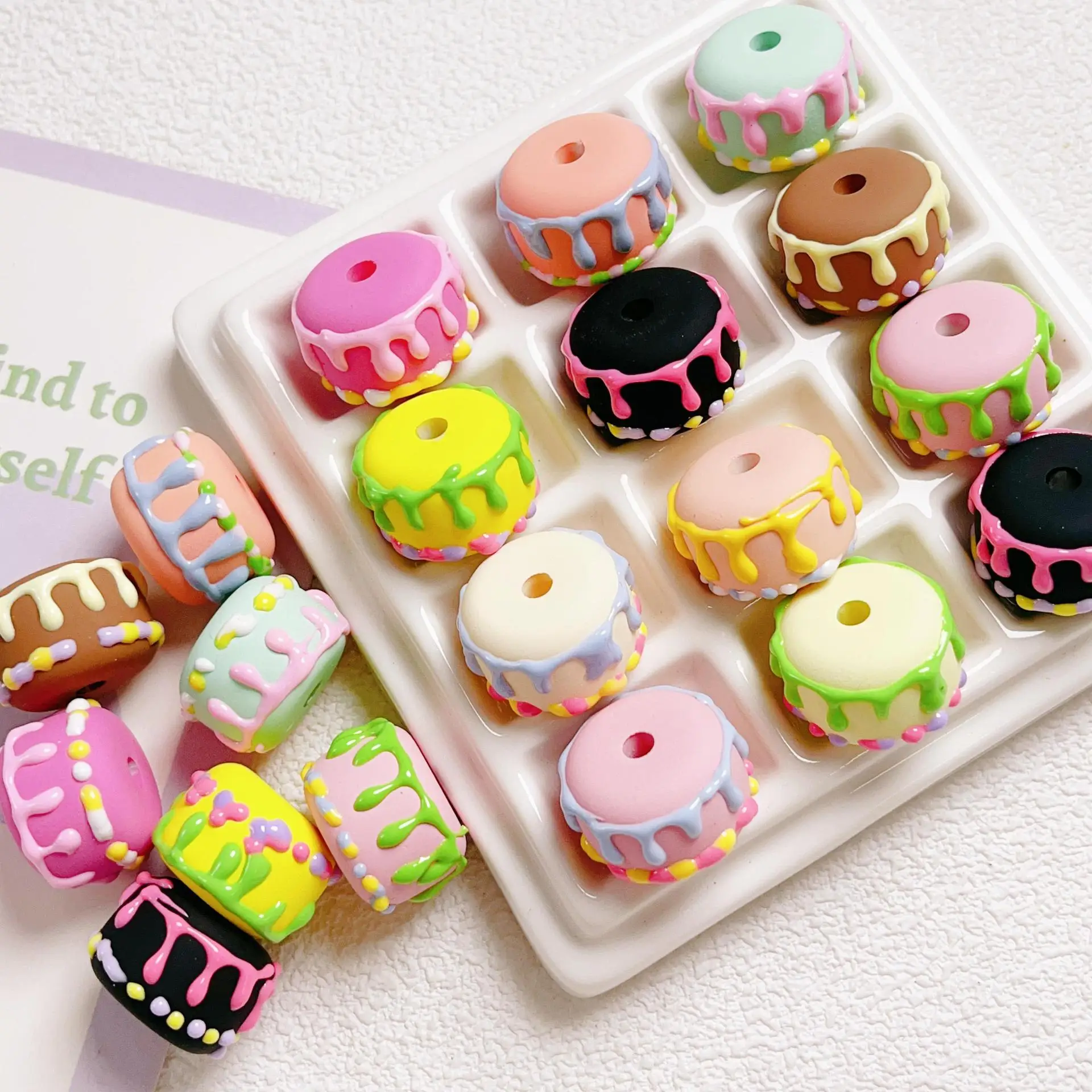 

Fresh New 20*14mm Kawaii Sweet Donut Bread Cream Cake Shape Resin Cabochons Beading Material Ornament Accessory 30pcs