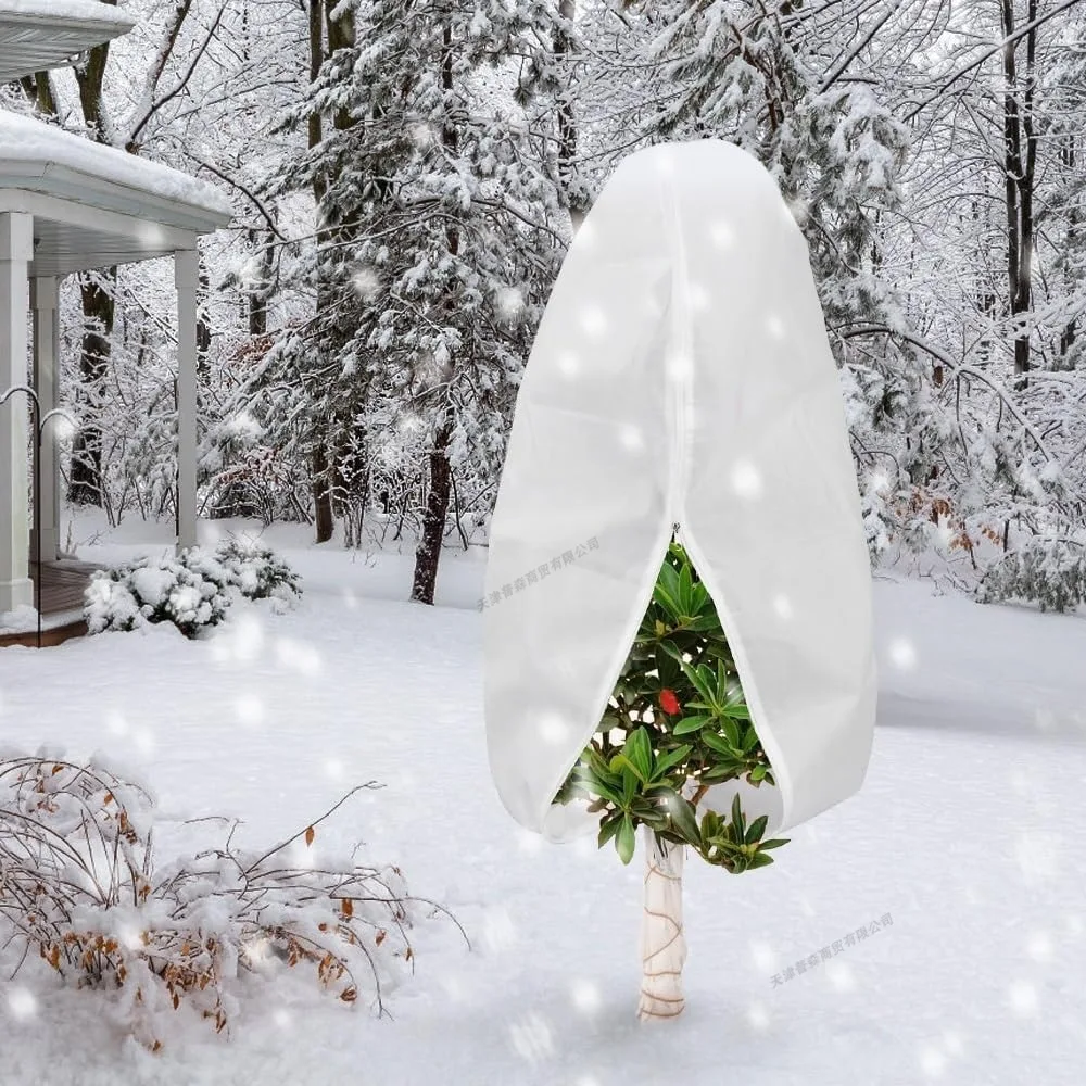 Plant Covers Freeze Protection Frost Cloth Blankets for Outdoor Plant with Zipper Drawstring for Shrubs Potted Plants in Winter