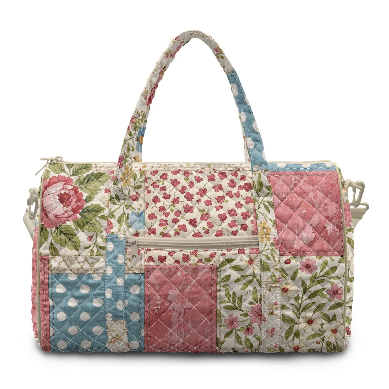 Coloranimal Floral Patchwork New Trend Travel Duffel Bags Polyester Crossbody Strap Gym Bag for Womens