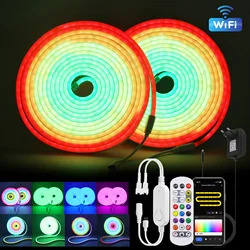 10M 20M RGBIC Neon LED Strip Lights 12V 24V Smart WIFI 84LEDs/M with Music Sync Dreamcolor Chasing Rope Tape Lamp