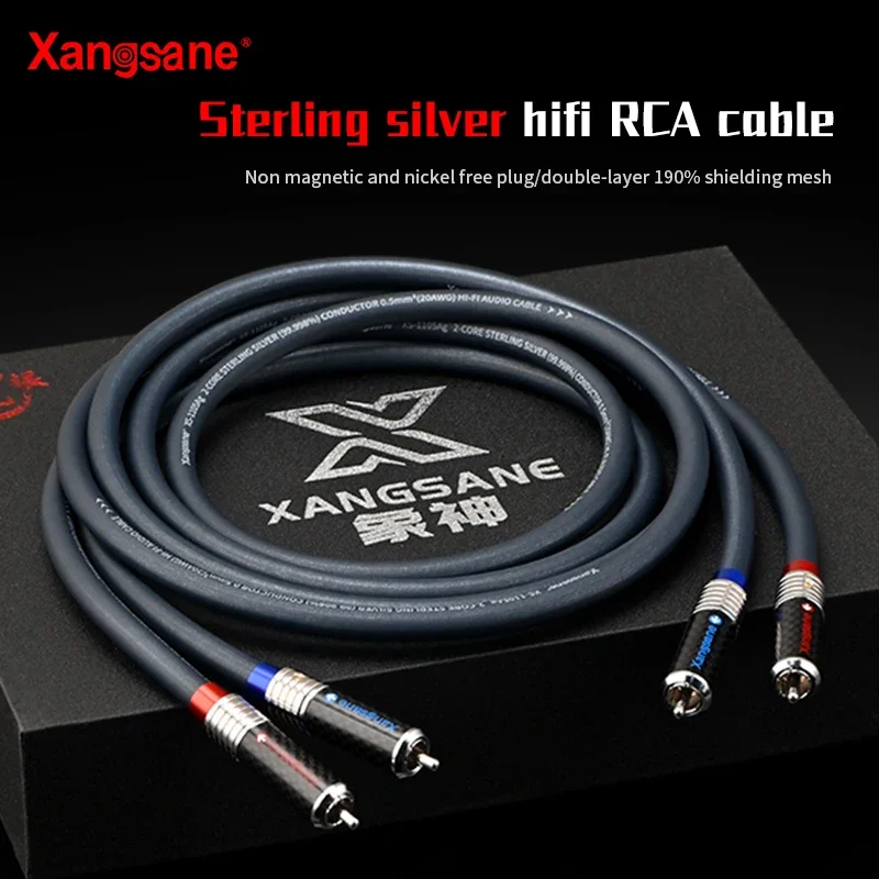 Xangsane-cable hifi rca 4N, Plata de Ley, 1mm, 2 núcleos, amplificador de potencia, tarjeta de sonido, cable de conexión decodificación, enchufe hifirca