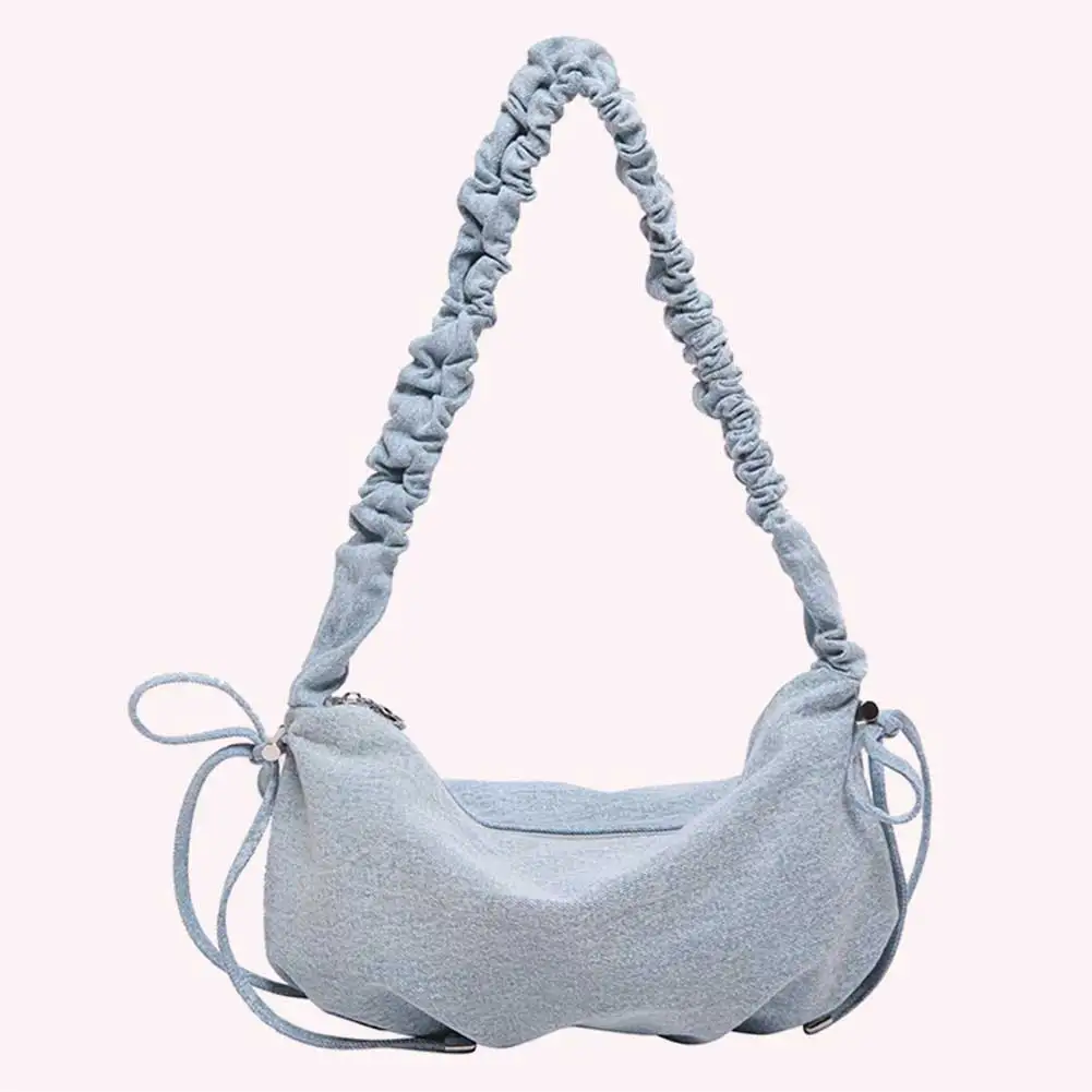 

Bow Purse for Women Ruched Hobo Bag PU Leather With Inner Pocket Dumpling Bag Zipper Closure for Work Travel