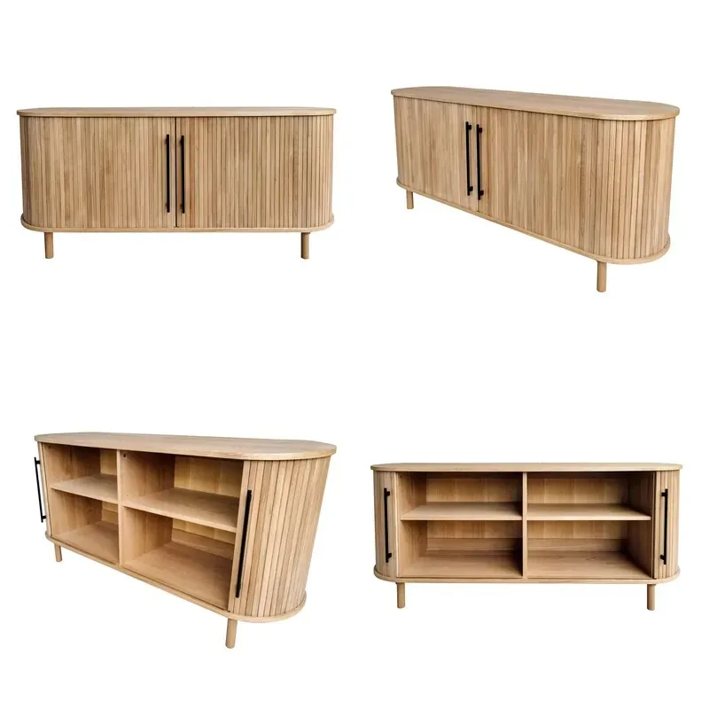 Customized Solid Wood Side Cabinet Modern Design for Living Room Hotel Bedroom Apartment with Sliding Door Various Styles