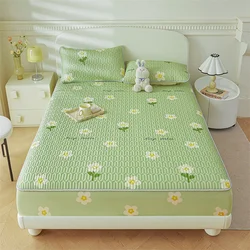 Summer Mattress Cover Cool Feeling Bedspread Thicken Fitted Sheet with Elastic Band Home Bed Cover cubre colchón (No Pillowcase)