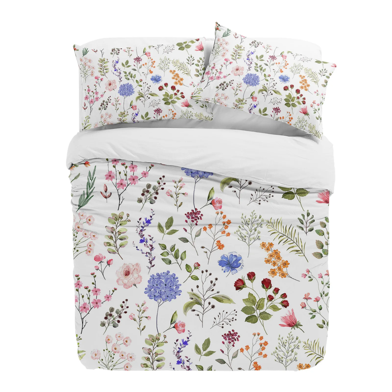 

Vintage Herb Floral Flower Plant 3pcs Bedding Set For Double Bed Home Textile Duvet Cover Quilt Cover Pillowcase