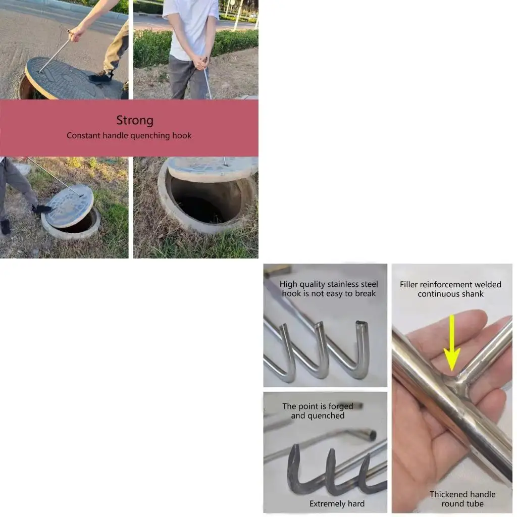 652F Manhole Cover Hook Drain Grate Lifter T Shaped Handle Manhole Cover Hook