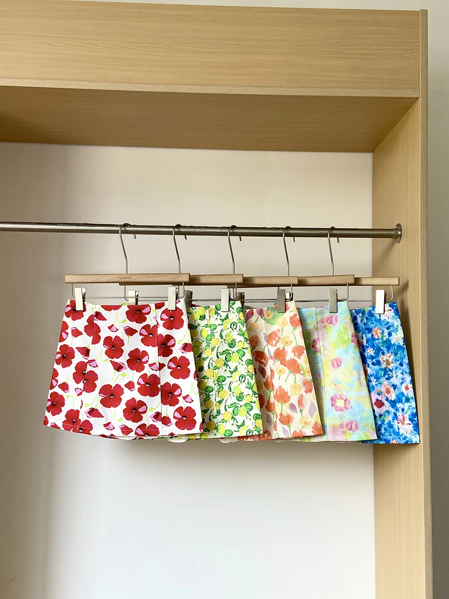 

Женская летняя уличная одежда, праздничная мини-юбка трапециевидной формы с цветочным принтом, женская тонкая короткая юбка с низкой талией