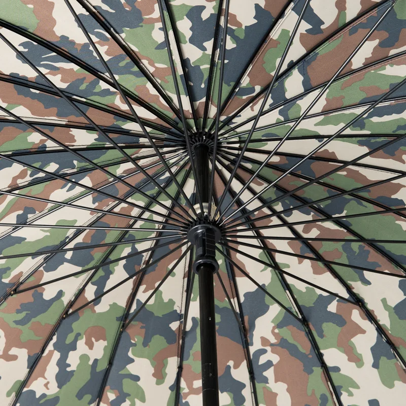 Camo 24 Bone Long Handle Umbrella with Umbrella Cover, Newspaper Pattern, Rain Gear, Hanging, Rainproof, Birthday Gift