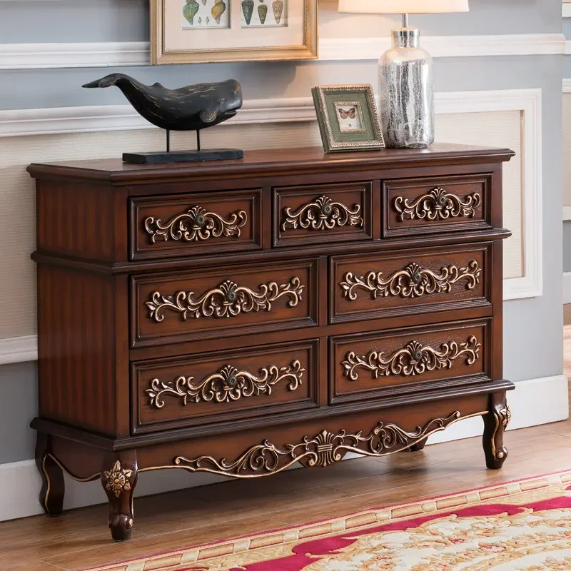 European-style seven chest cabinets pastoral hand-painted storage and finishing cabinets American-style country chest