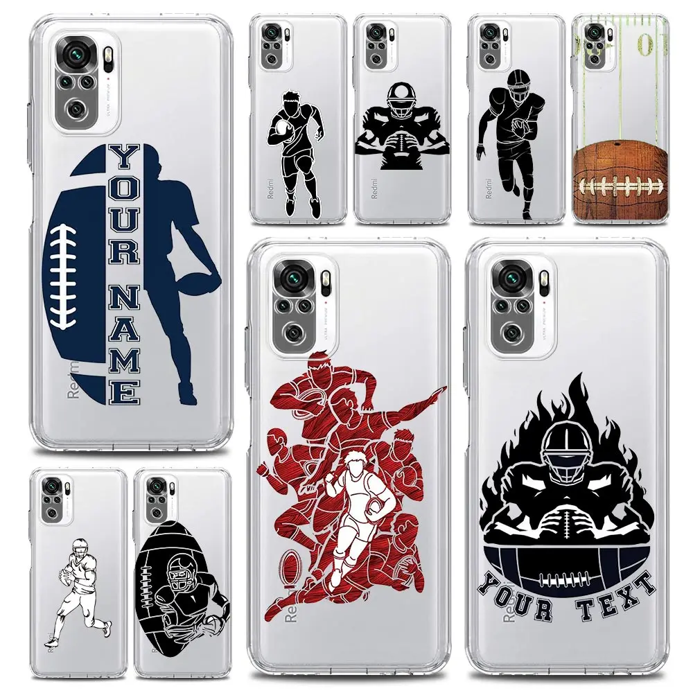 Rugby Ball Phone Case For Xiaomi Redmi Note 13 12 5G 9S 9 8 10 11 Pro 4G 9T 13C 12C 10C 9C 9A 7 Clear Soft Silicone Cover