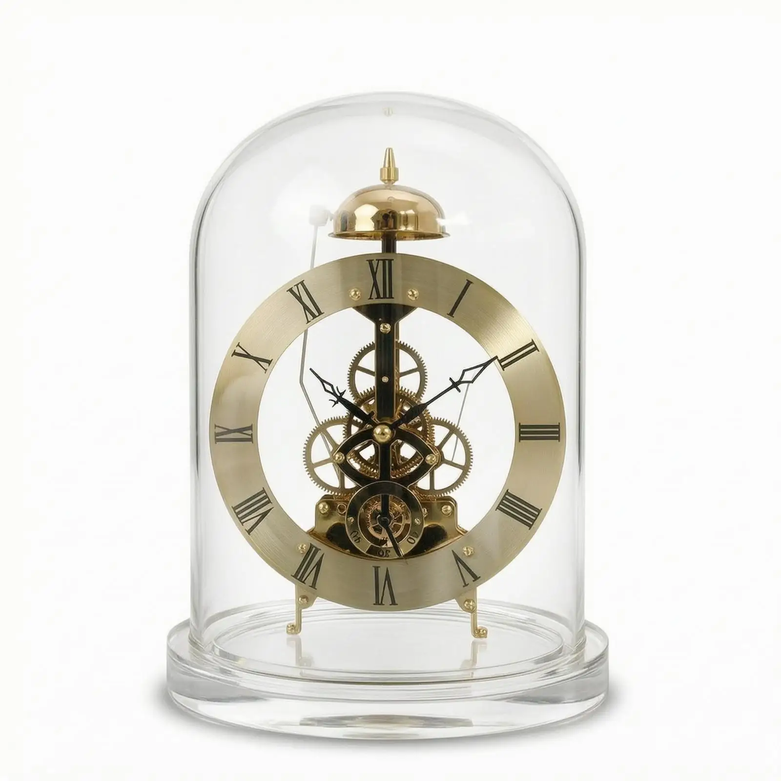 Quartz Clock Visible Gears Roman Numeral Table Clock Compact Elegant Decor for Office Bedroom