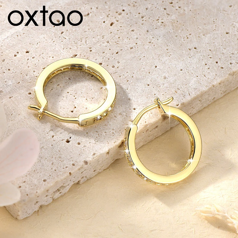 

Сертифицированные OXTAO серьги-кольца с муассанитом 1,5 мм, цвет D, для женщин, серьги-хагги, роскошные свадебные украшения, позолота 14K