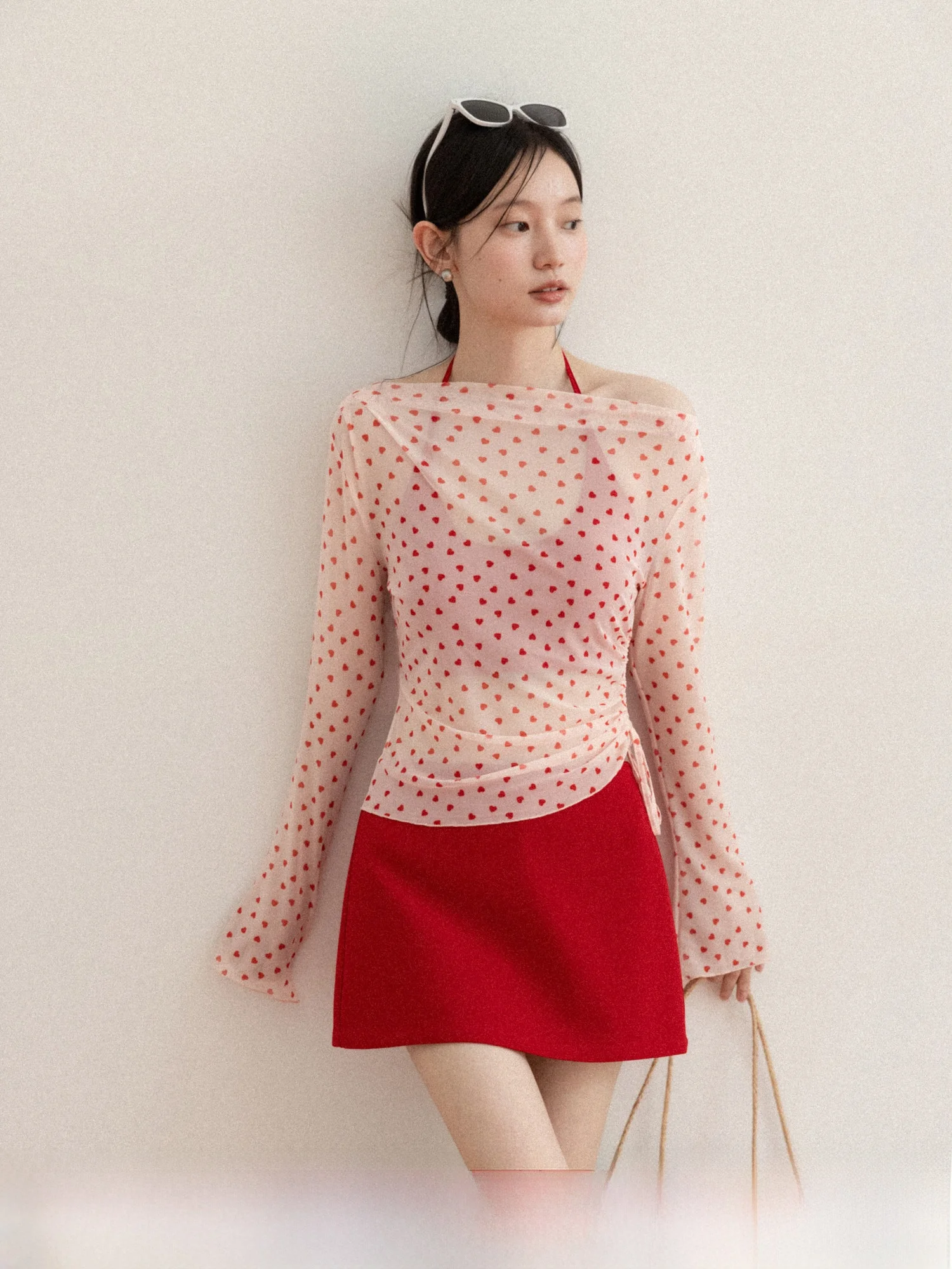 

Женская футболка с длинным рукавом и принтом, весенне-летняя повседневная одежда, дышащая, приятная для кожи, с высокой талией, комплект с внутренним топом