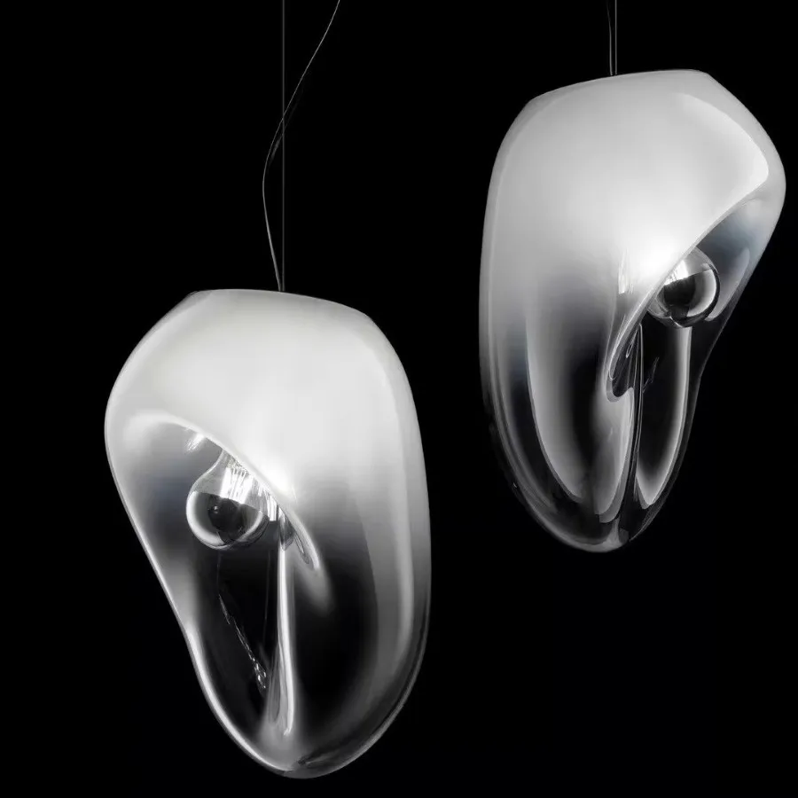 Luxury Creative Artist Design Kitchen Island Pendant Light E27 Glass Hanging Light Iron Decorative Amber Glass Kitchen Island
