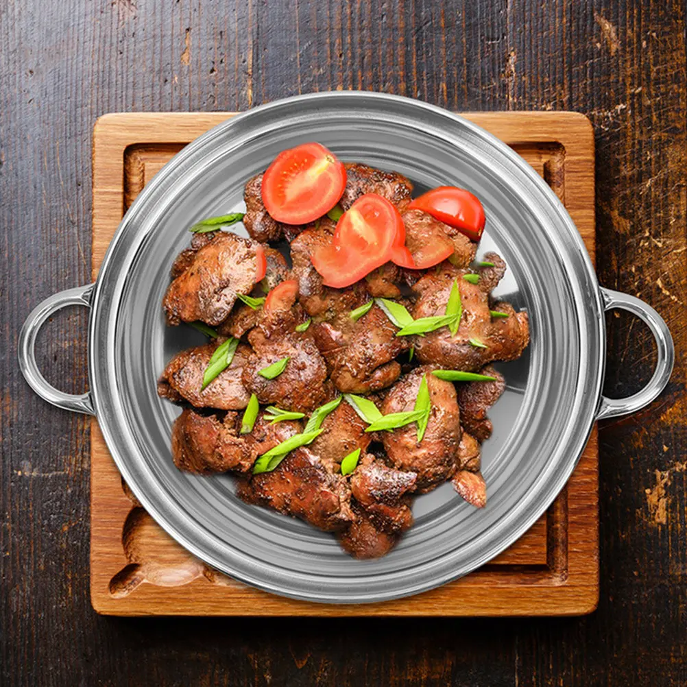 

Набор из 2-х кастрюль из нержавеющей стали с двойными ручками, многофункциональная кухонная посуда, металлическая сковорода-вок, термостойкий кухонный инструмент