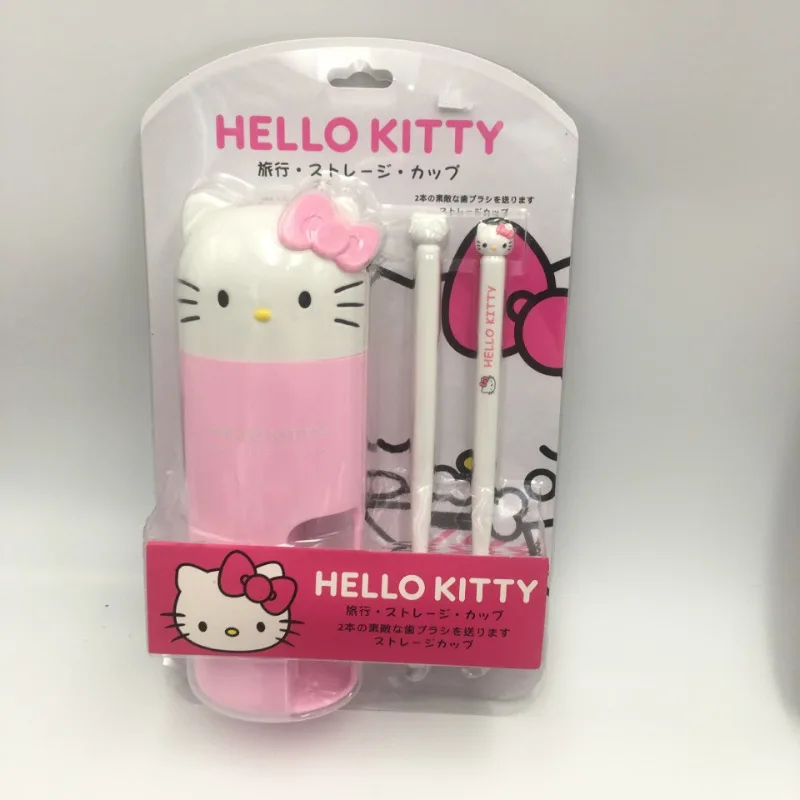 

Cute Hello Kitty Toothbrush Set Cartoon Anime Women Dormitory Supplies Storage Desktop Toy Ornaments Student Girl Gift Wholesale