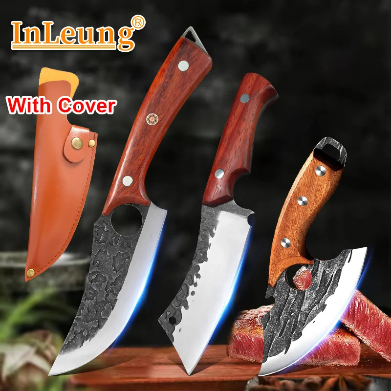 Professional Kitchen Forged Knife BBQ Cooking Chef Knives Wooden Handle Meat Vegetable Fruit Cutting Knife Butcher Boning Knife
