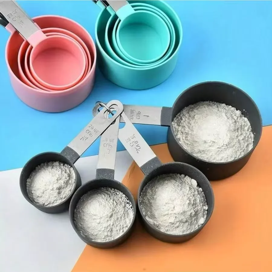 8pcs Measuring Cups Spoons Set Stackable Nesting Measure Cups Liquid Spoon Stainless Steel Handle Kitchen Tool Cooking Gadget