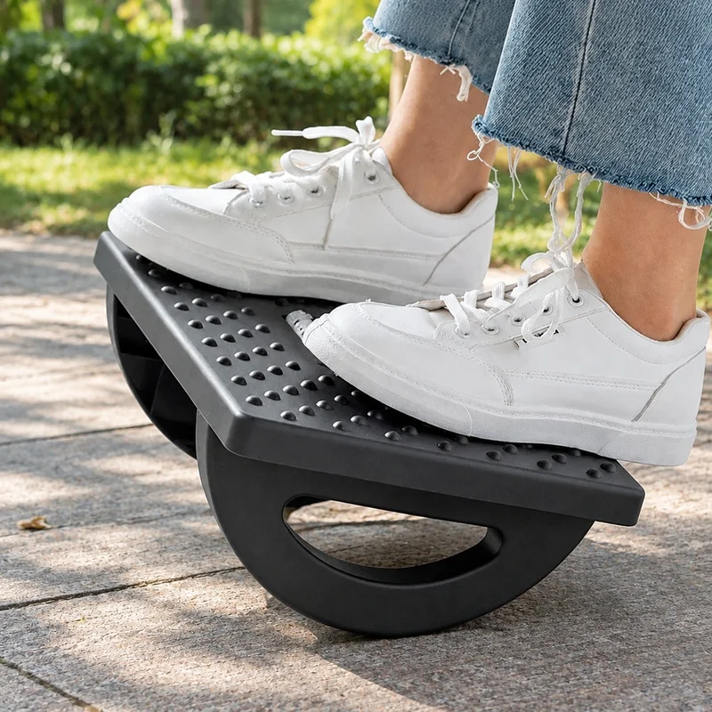 Portable Foot Stool with Massage Rollers for Office and Home Ergonomic Under-Desk Support