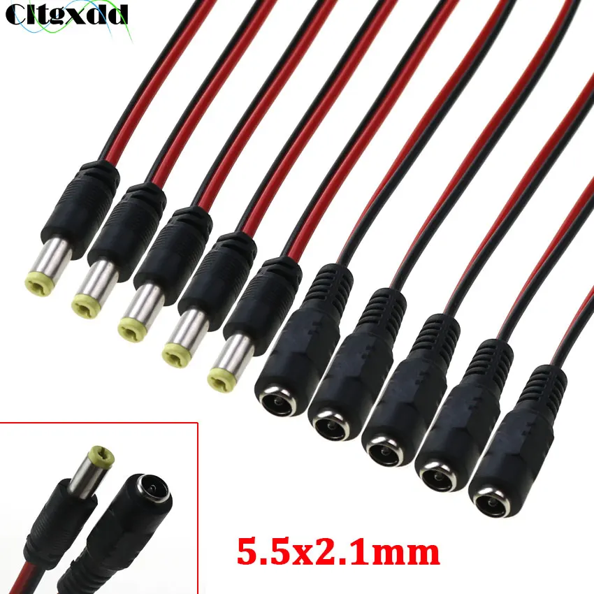 Cltgxdd DC Power Cable Plug Connector 2.1mm x 5.5mm Cord with Soldering Wire For CCTV Camera DVR LED Strip 12V Adapter Router