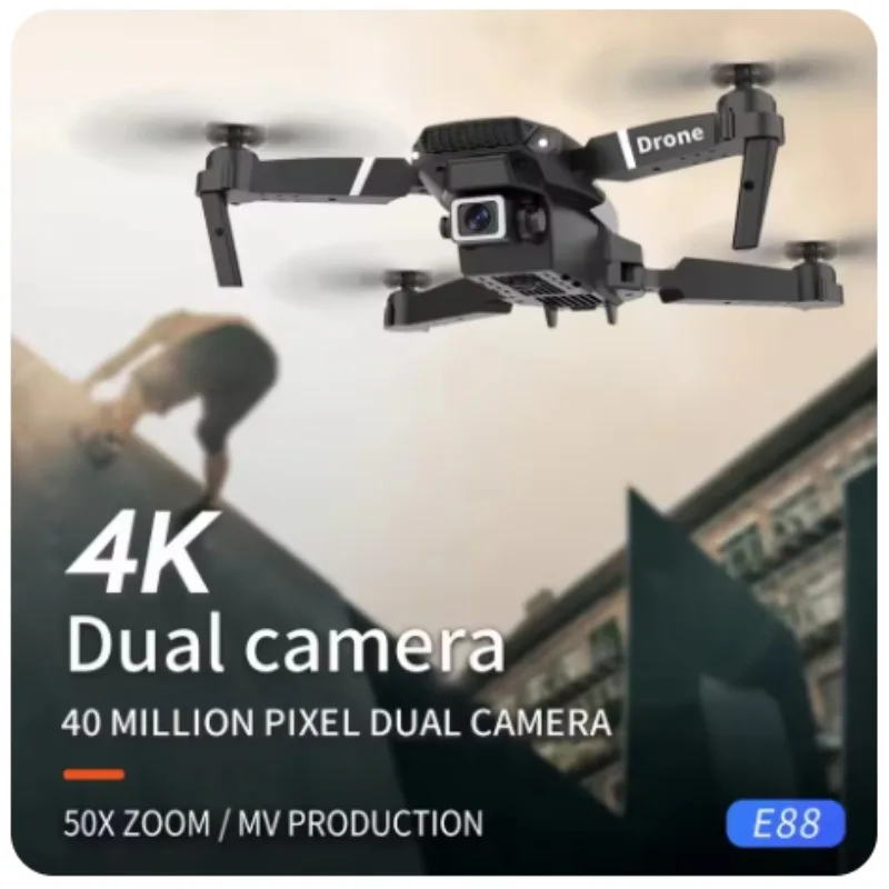 E88 طائرة صغيرة بدون طيار 4K HD كاميرا واي فاي FPV طائرة رباعية قابلة للطي للأطفال والكبار هدية لعبة طائرات RC