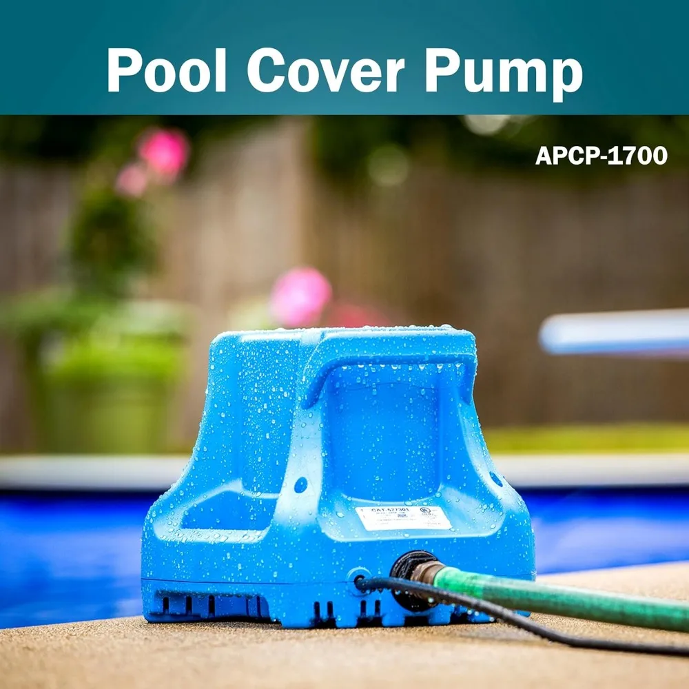 APCP-1700 115โวลต์, 1/3 HP, 1745 gph, อัตโนมัติ, ใต้น้ำ, ปั๊มที่คลุมสระน้ำที่มี25ฟุตสายไฟ, สีฟ้าอ่อน, 577301