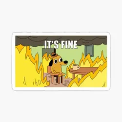 Its Fine Meme 5PCS Stickers for Cartoon Cute Window Water Bottles Stickers Room Kid Home Print Laptop Decor Funny Living Room