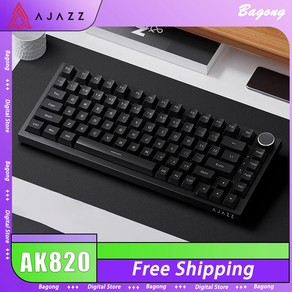 

AJAZZ AK820 Mechanical Keyboard Multifunctional Knob Hot Swap Wired Gaming Keyboard Gasket Ergonomics PC Gamer Accessory Office