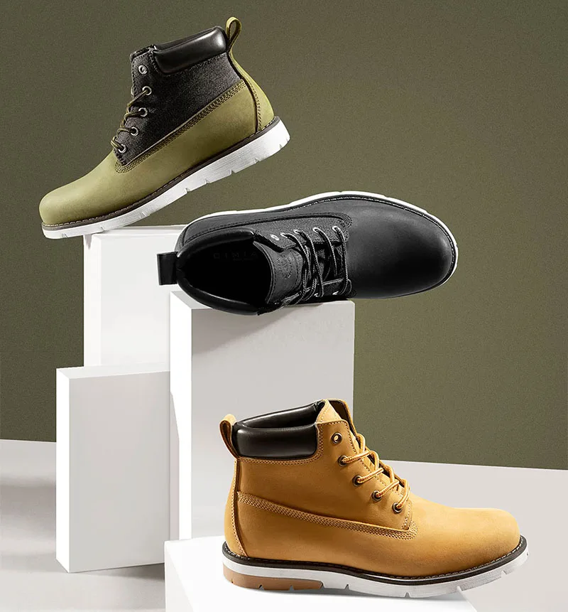 Qimian Cowhide Men's Boots Winter Shoes Waterproof Rubber Sole Wear Resistant Ankle Boots Breathable Snow Warm Boots for Outdoor