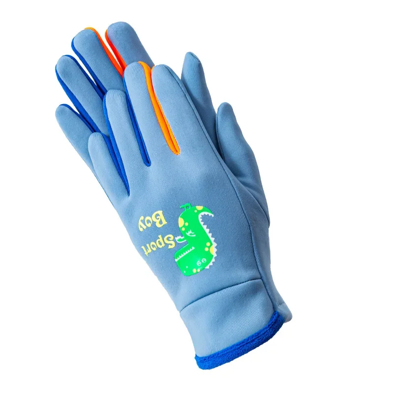 Guantes para niños fluorescentes de dibujos animados ciclismo al aire libre dinosaurio deportes cálido invierno esquí guantes impermeables a prueba de viento niños niñas