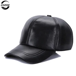 Genuine Leather Hat Men's Flat Cap Army baseball Hats gorras 2023 New Sheepskin Leather Cap Brands Caps For Men casquette homme