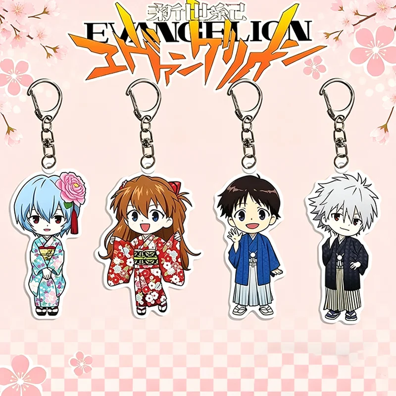 NEON GENESIS EVANGELION Acrylic Keychain Ayanami Rei Asuka Anime Cartoon Q Version Cartoon Accessories Peripheral Products