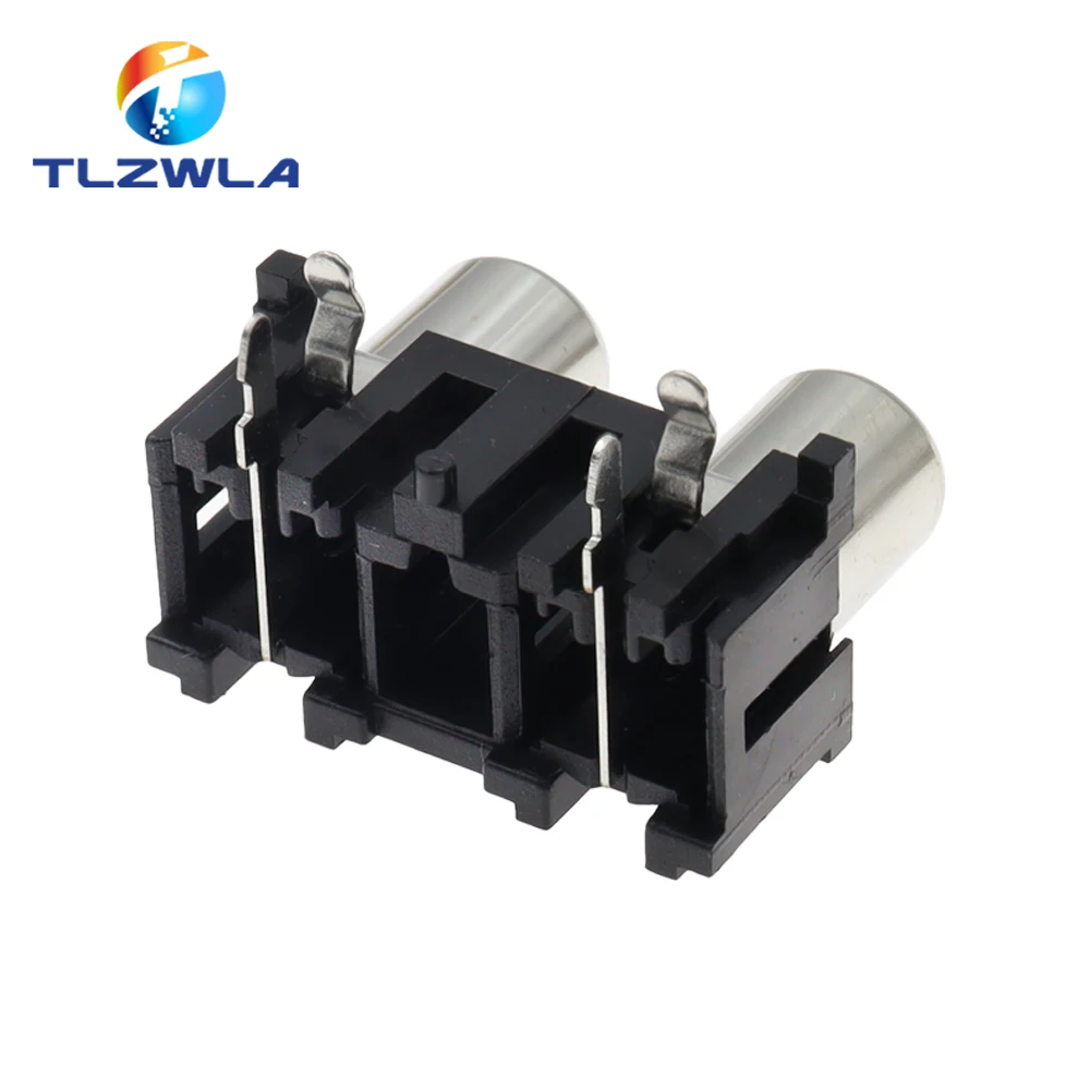 100Pcs Rca Socket Audio-aansluiting Av Lotus Socket AV2-5 2-Hole Socket Wit Rood